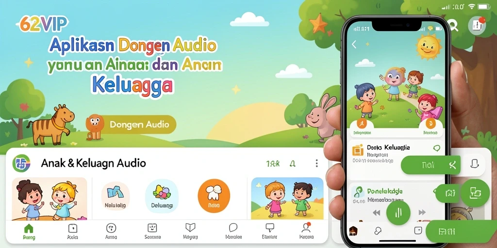 Tampilan antarmuka 62VIP yang menarik untuk mendengarkan dongeng.