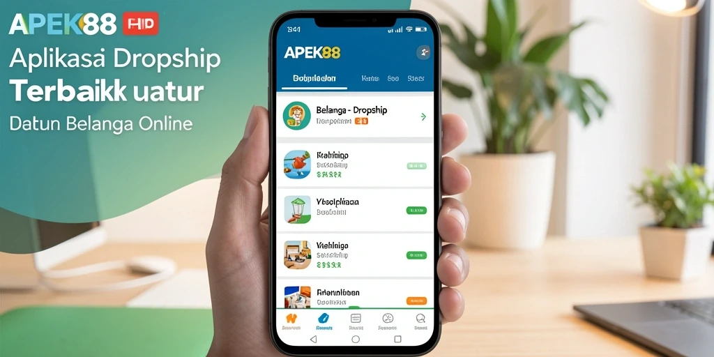 Antarmuka aplikasi APEK88 yang memudahkan pengguna dalam berbelanja dropship.
