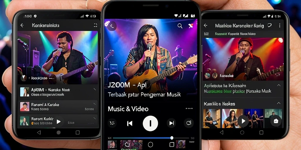Antarmuka aplikasi J200M yang menarik untuk karaoke.