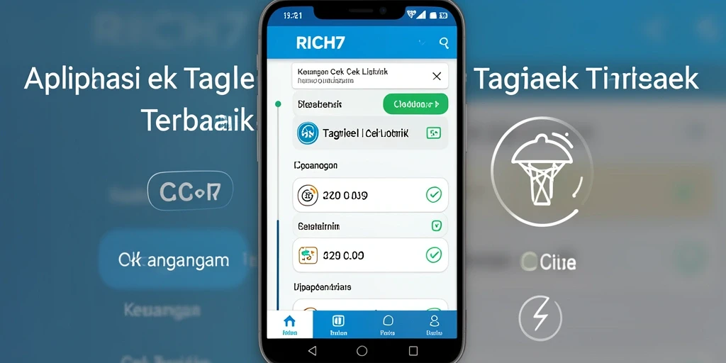 Tampilan antarmuka RICH7 untuk cek tagihan listrik yang jelas dan informatif.